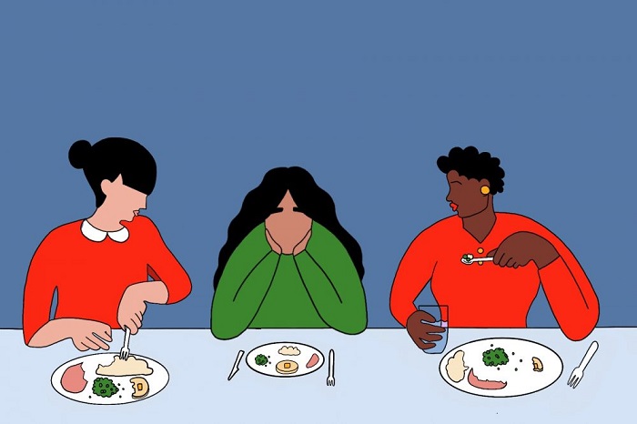 eating social distance illustration
